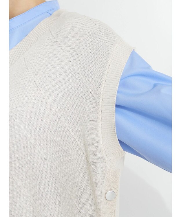 CRAFT STANDARD BOUTIQUE 【洗える】ニットベスト+バンドカラーシャツSET-B Ivory