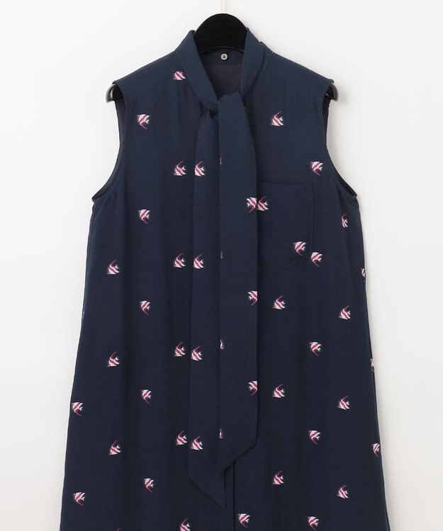GRACE CONTINENTAL エンゼルフィッシュジャガードワンピース ネイビー