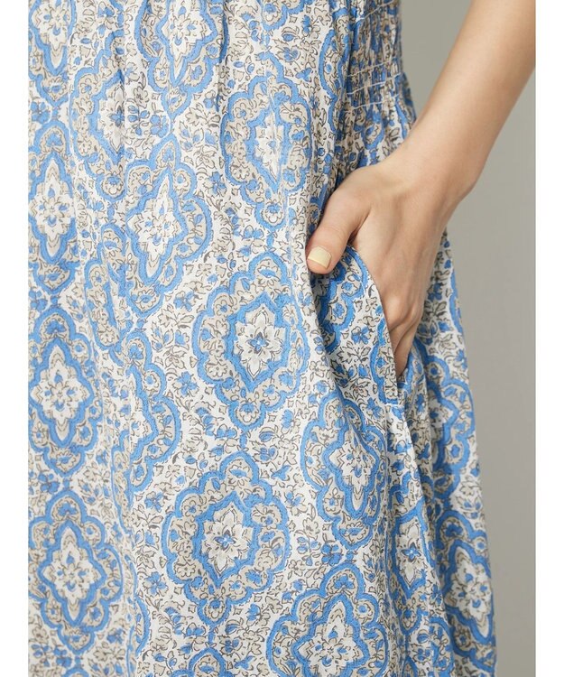 CRAFT STANDARD BOUTIQUE インド綿オープンカラーワンピース Blue