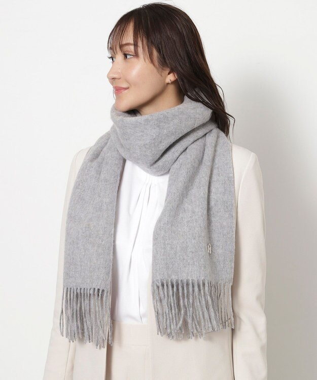 MOONBAT FURLA(フルラ）【WEB限定】ウール100％ アーチロゴ 無地ストール 190cm×60cm グレー