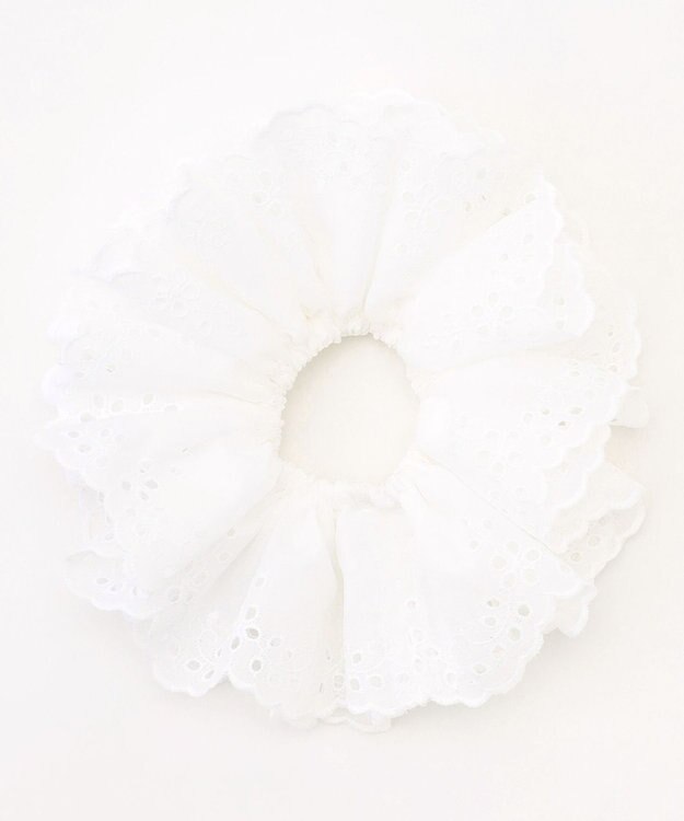 組曲 ダブルフリルレースシュシュ ホワイト系