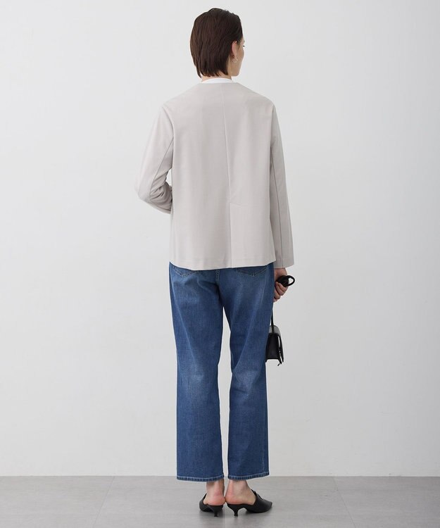 ICB L ナイロンストレッチポンチ ノーカラージャケット トープ