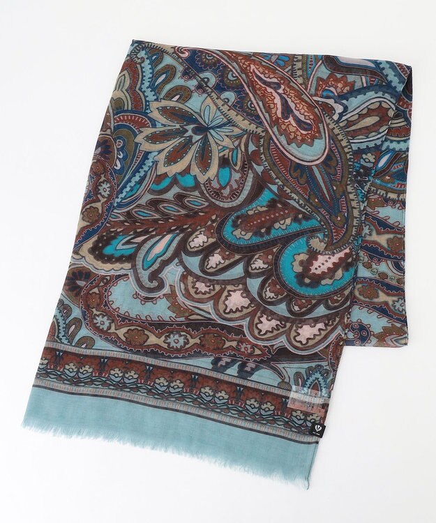 JOSEPH ABBOUD 【V.FRAAS】ビッグペイズリーパターン ストール サックスブルー系5