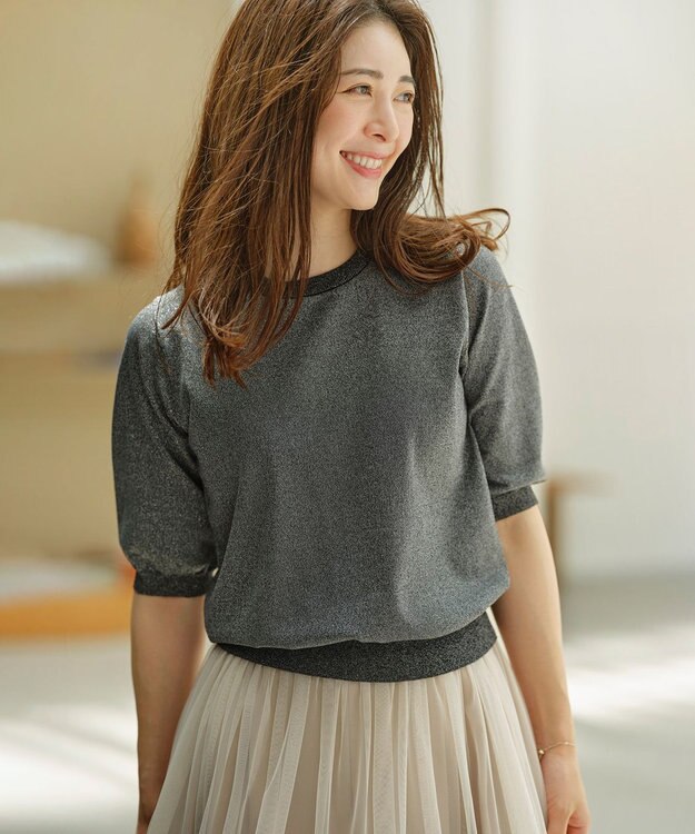 組曲 L 【WEB限定・2SET】シャイニーラメニット×チュールスカート ブラック系