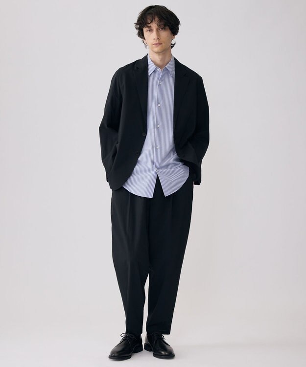 UNFILO MENS イージーケア TRクリーンシャツ ブルーストライプ