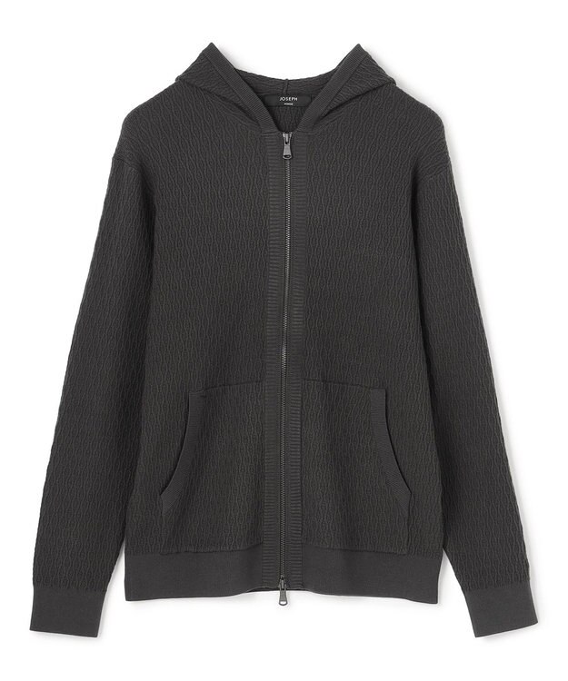 JOSEPH HOMME 【新柄】  ヴィスコースリンクス　ジップアップニットフーディー グレー系