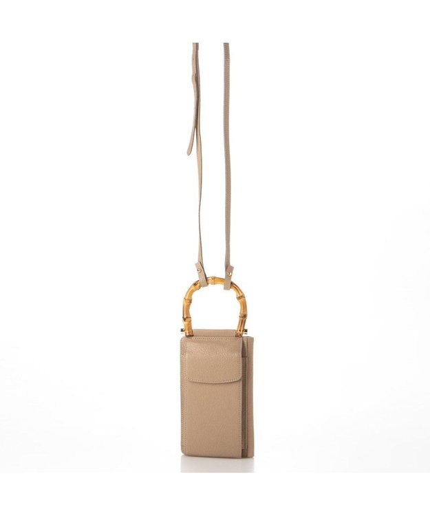 UNBILLION perche バンブーハンドルゴートモバイルウォレットショルダー オーク