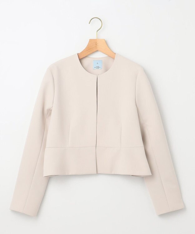 組曲 L 【WEB限定・KUMIKYOKU NAVY】コンフォータブルドレープ ノーカラージャケット サンドベージュ系