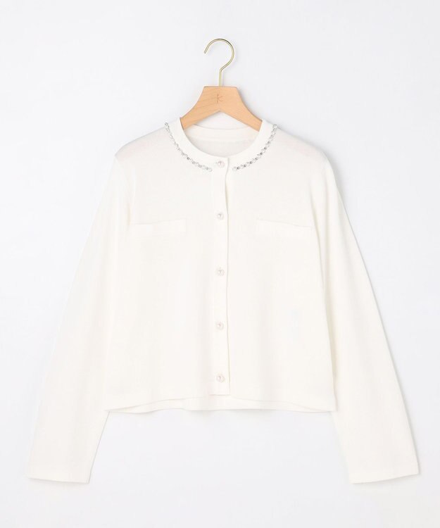 組曲 L 【先行予約・WEB限定】クリアストレッチビジューレーン カーディガン ホワイト系