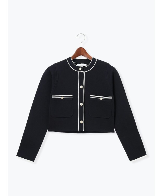 Te chichi ミラノリブ配色ラインカーディガン ネイビー