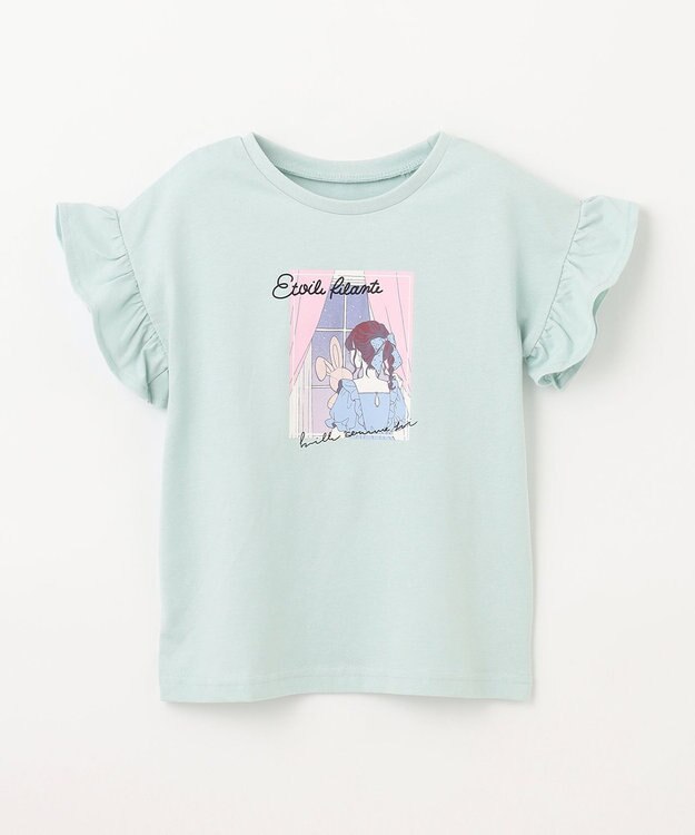 ANY KIDS 袖フリル エモプリント Ｔシャツ ミント