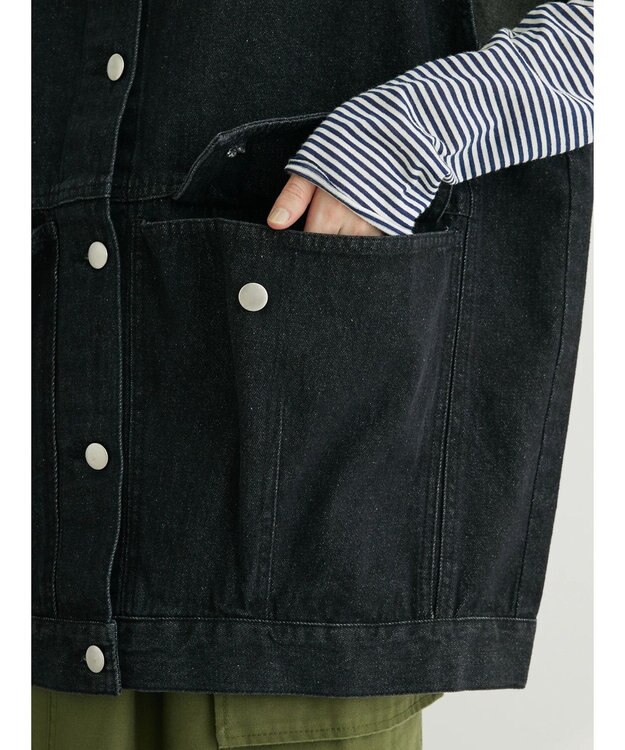 Green Parks ・ＥＬＥＮＣＡＲＥ　ＤＵＥ　ノーカラーデニムベスト Black