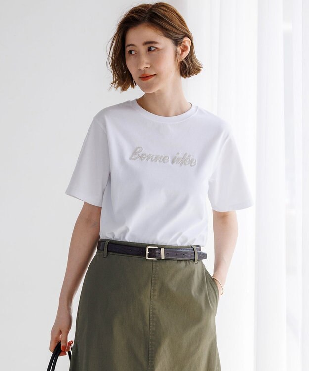 23区 【~6/28まで受注生産】カスタマイズ スパンコール刺繍 半袖 Tシャツ ホワイト×シルバー