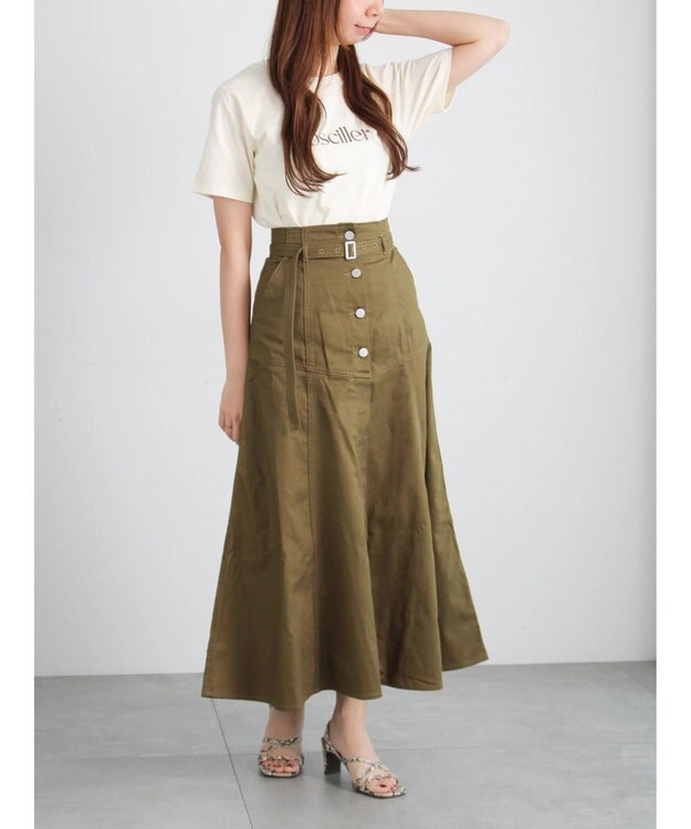 Te chichi フロッキープリントロゴTシャツ ベージュ