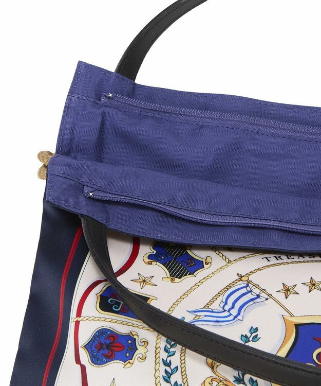 TOPKAPI 【TREASURE TOPKAPI】マイルドサテン スカーフ柄 トートバッグ ネイビー