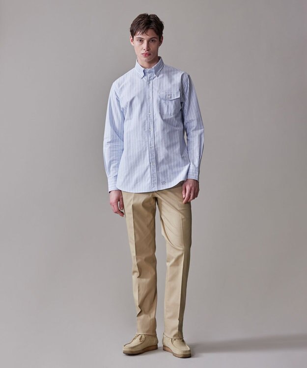 J.PRESS MEN コットンオックス マルチストライプ シャツ / ボタンダウン ブルー系1