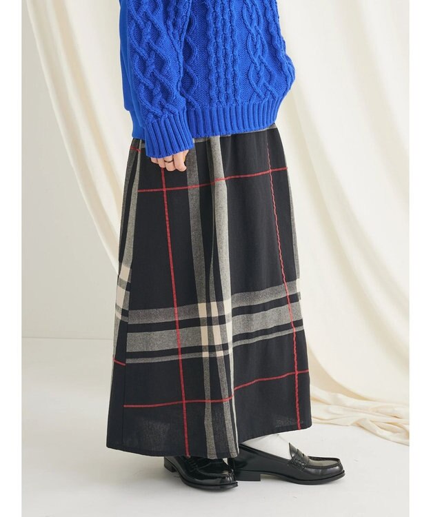 CRAFT STANDARD BOUTIQUE 先染めチェック（大）スカート Black