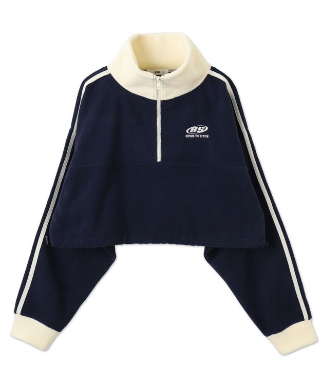 WEGO ハーフジップフリースショートプルオーバー ネイビー