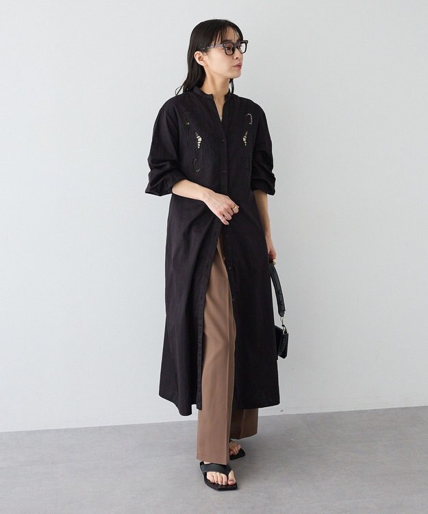 CRAFT STANDARD BOUTIQUE インド製 カットワークシシュウワンピース Black