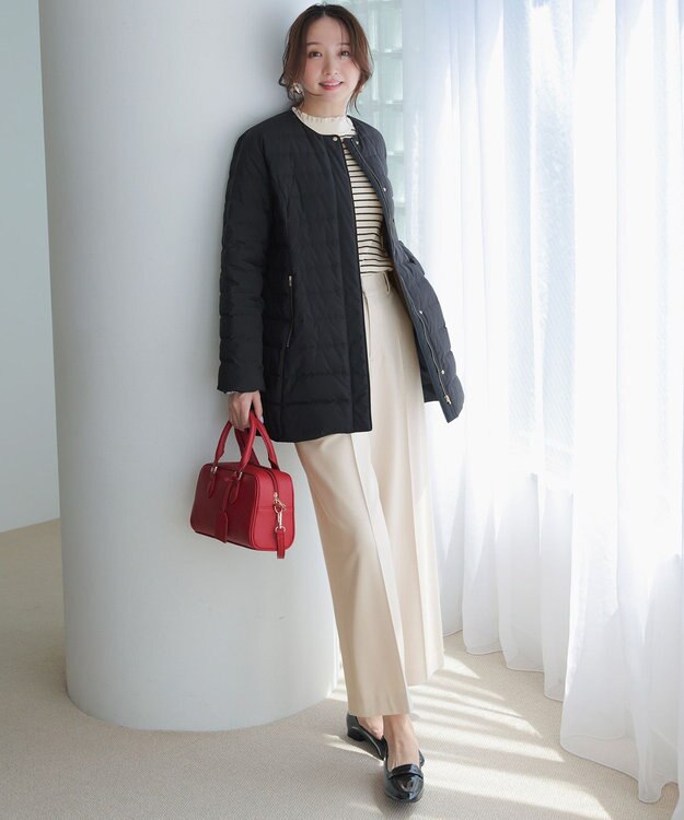 ANY SIS CICA加工 フリルネック プルオーバー アイボリー×ブラック