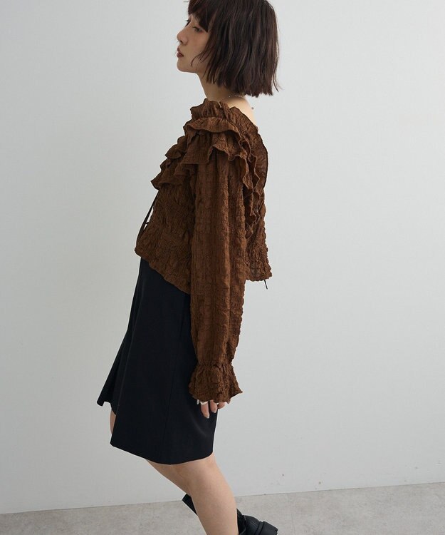 Green Parks ２ＷＡＹフリルブラウス Brown