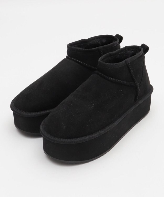 WEGO 【25年秋冬新作/あったかブーツ】厚底ムートンタッチブーツ ブラック