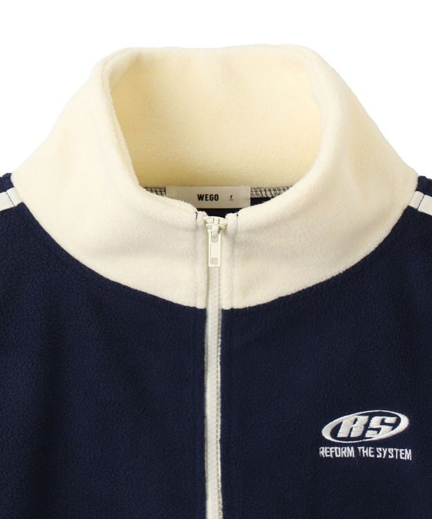 WEGO ハーフジップフリースショートプルオーバー ネイビー