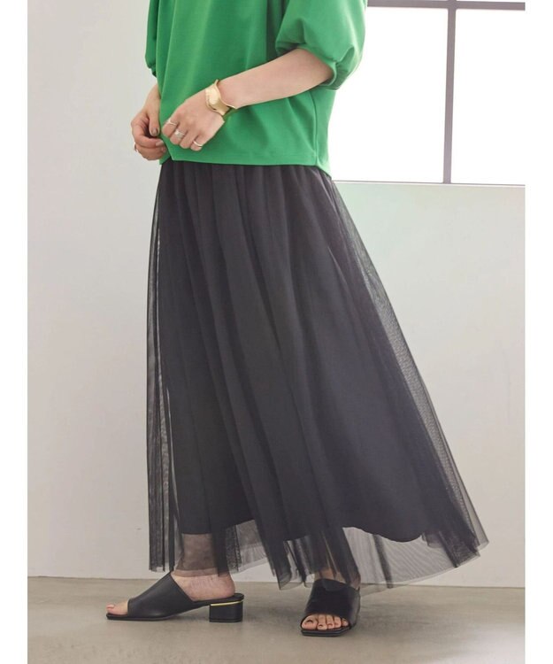 AMERICAN HOLIC チュールギャザースカート Black