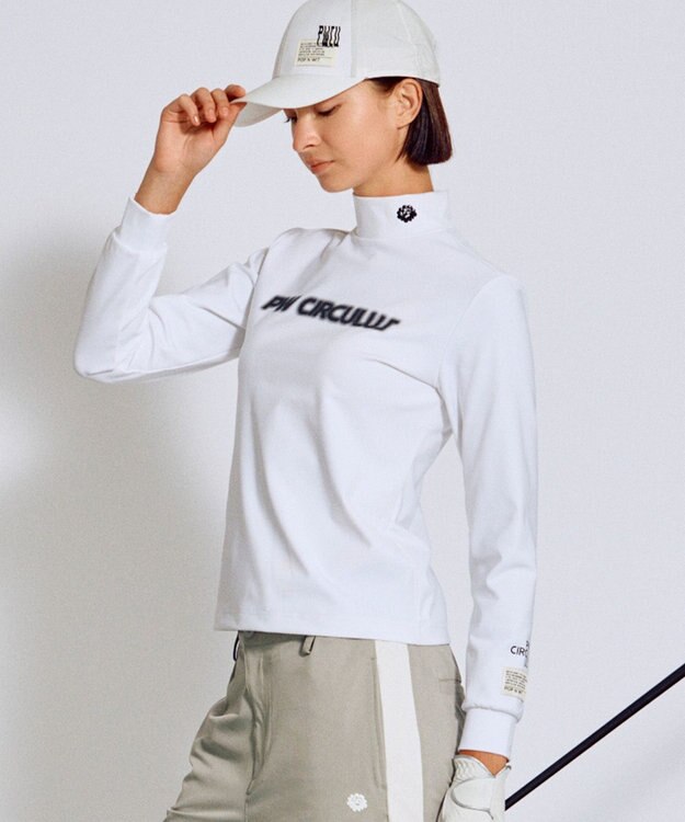 PW CIRCULUS 【吸水速乾 / UV遮蔽率99.9% UVカット / ストレッチ】【WOMEN】アニマルグラフィックロングスリーブモックT ゴルフウェア レディース ホワイト系1