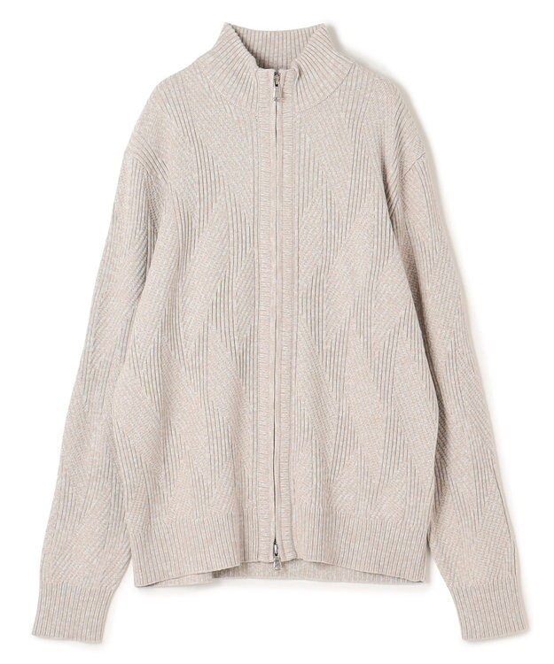 JOSEPH HOMME  新柄【洗える】シルクバルキー　　ハイネックジップアップニット ベージュ系