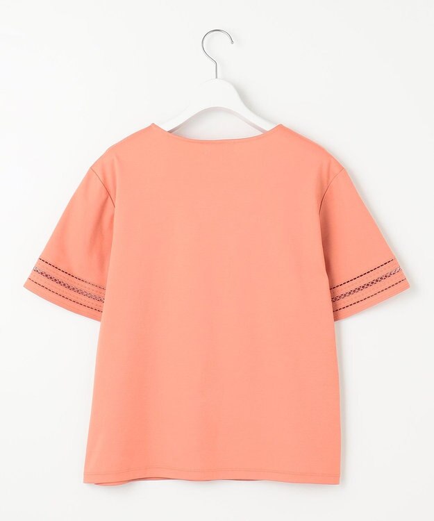 J.PRESS LADIES S 【接触冷感・UVケア】コンパクトコットンスムース 刺繍スリーブ カットソー ピンク系