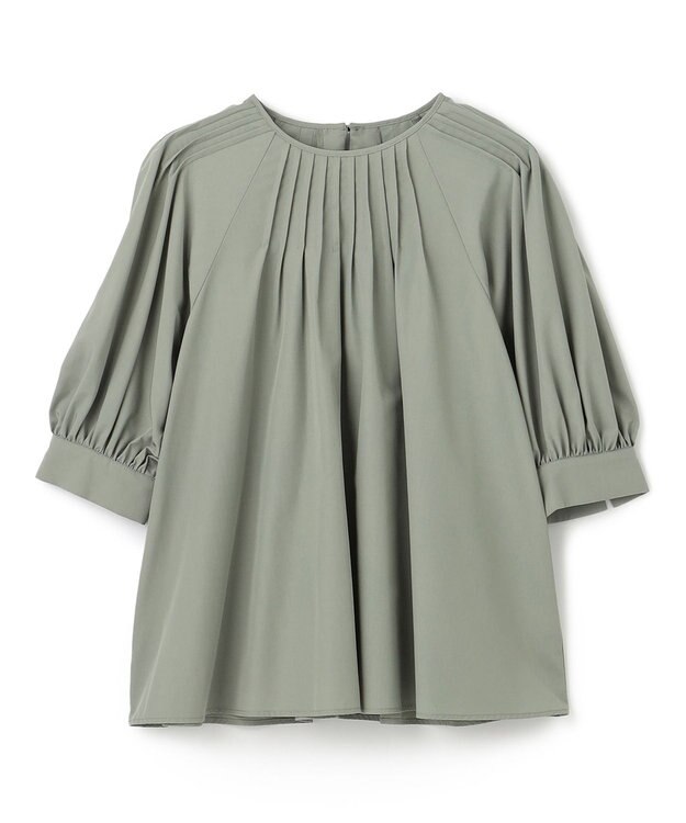 UNFILO イージーケア ピンタックブラウス カーキ