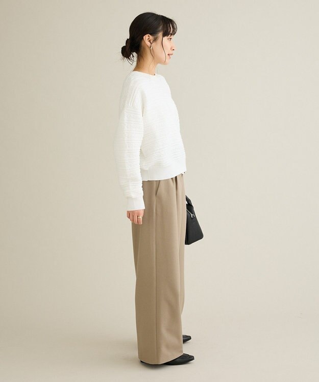 CRAFT STANDARD BOUTIQUE レースボーダーニットプルオーバー White