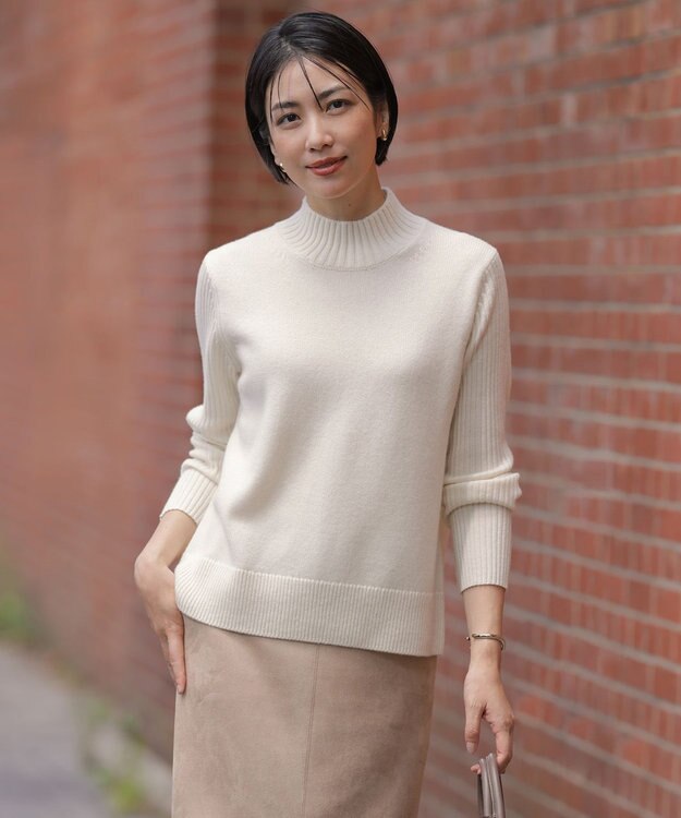 J.PRESS LADIES CASHBIT NEO ハイネック ニット オフ系
