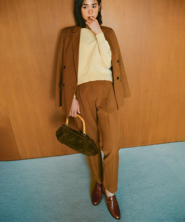 ICB 【接触冷感・UVケア・撥水・洗える】LooseWeave ダブルブレストジャケット ブラウン系