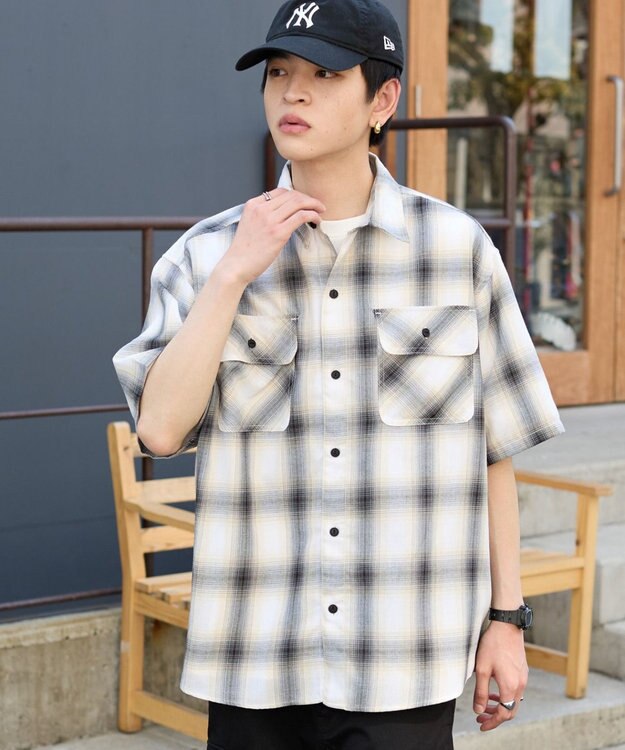 WEGO 【ユニセックス着用ITEM/SMLサイズ展開】オンブレチェックシャツ（SS） 柄2