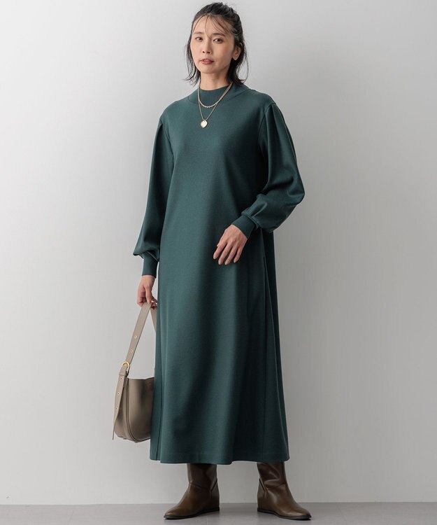 23区 【洗える】ウールミルドジャージー ワンピース ダークグリーン系