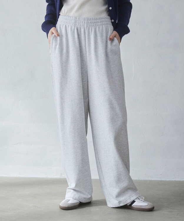 WEGO 【ウエストゴム/XSSMサイズ展開】スウェットワイドパンツ アッシュグレー