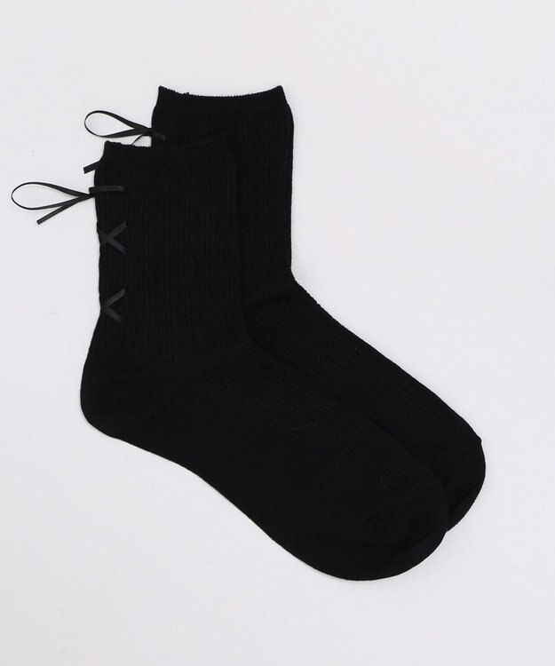 WEGO レースアップバックリボンソックス ブラック