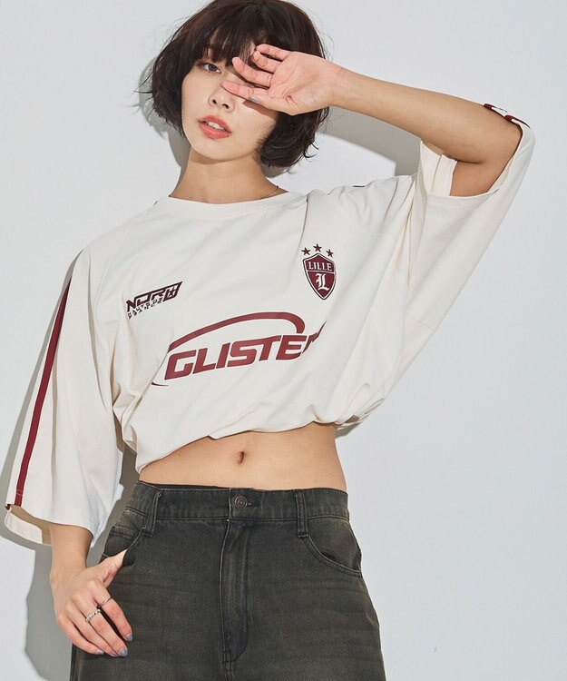 WEGO 【ユニセックス着用ITEM/MLサイズ展開】ゲームロゴスリーブラインT ホワイトアイボリー