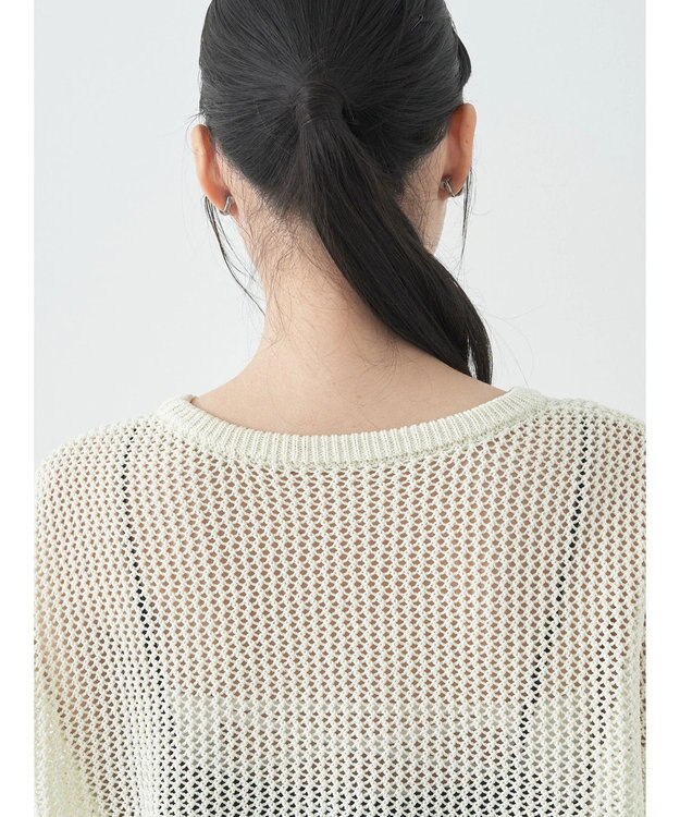 earth music&ecology ラメメッシュプルオーバー Ivory