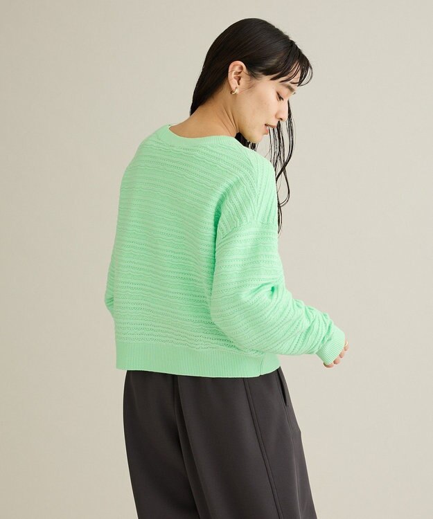CRAFT STANDARD BOUTIQUE レースボーダーニットプルオーバー Light Green