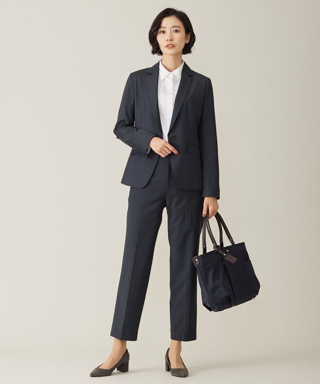 J.PRESS LADIES L 【洗える】BEZ ストライプ シャツカラー ブラウス ホワイト系1