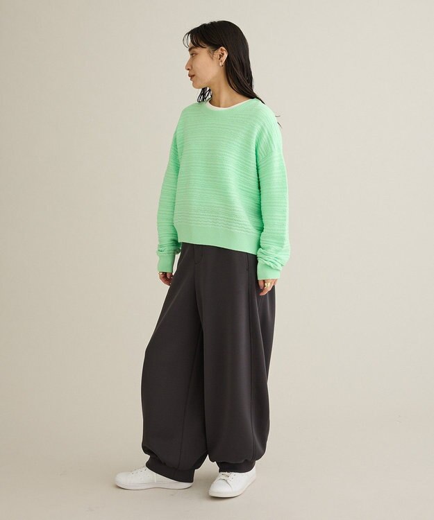 CRAFT STANDARD BOUTIQUE レースボーダーニットプルオーバー Light Green