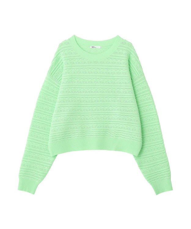 CRAFT STANDARD BOUTIQUE レースボーダーニットプルオーバー Light Green