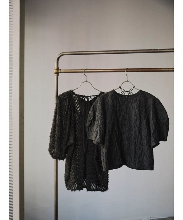 Green Parks AnriettMusee カットジャガードタックブラウス Black