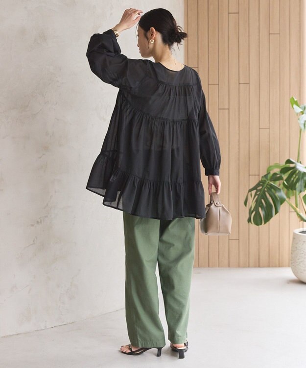 AMERICAN HOLIC シアーティアードロングブラウス Black