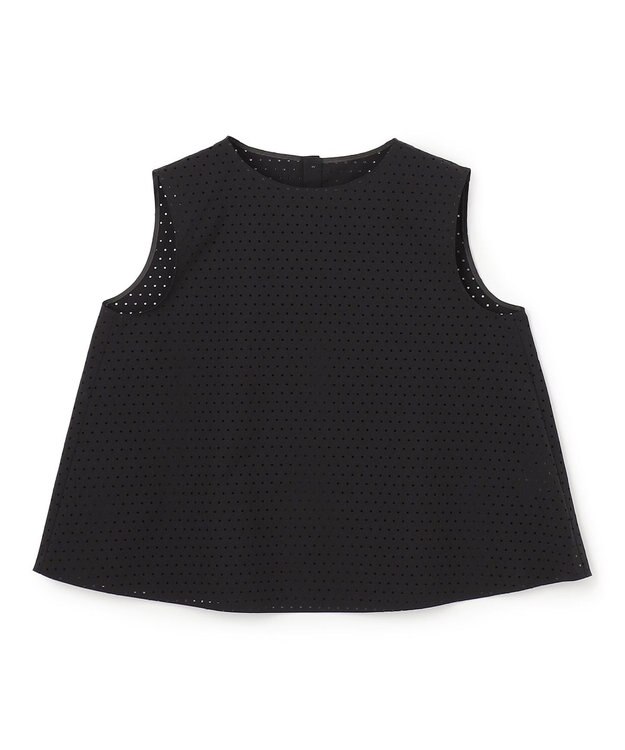 UNFILO L 【セットアップ着用可】FINE MOVE パンチング ドットブラウス ブラック