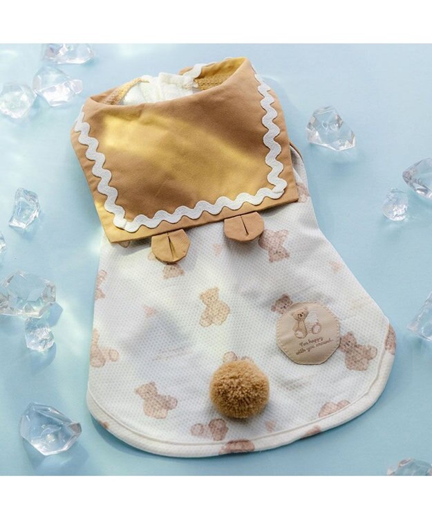 PET PARADISE ペットパラダイス くまちゃん ポケットクール タンクトップ 《アイス柄》 小型犬 ホワイト×ブラウン