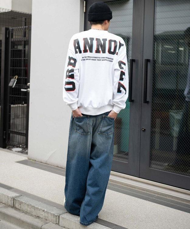 WEGO 【2点SET】アクセ付き裏シャギーグラフィックプルオーバー ホワイト